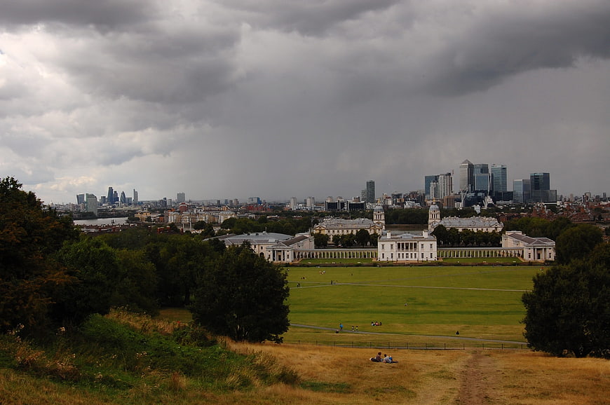 Dramatic Stormy Sky Over Greenwich Park and London Skyline