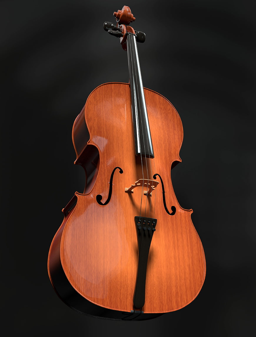3D Render of a Cello on a Black Background