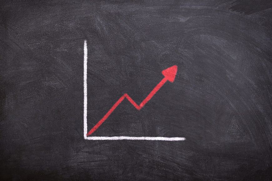 Red Chalk Growth Arrow On Blackboard