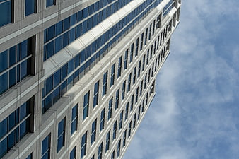 Modern Office Building Exterior with Blue Sky