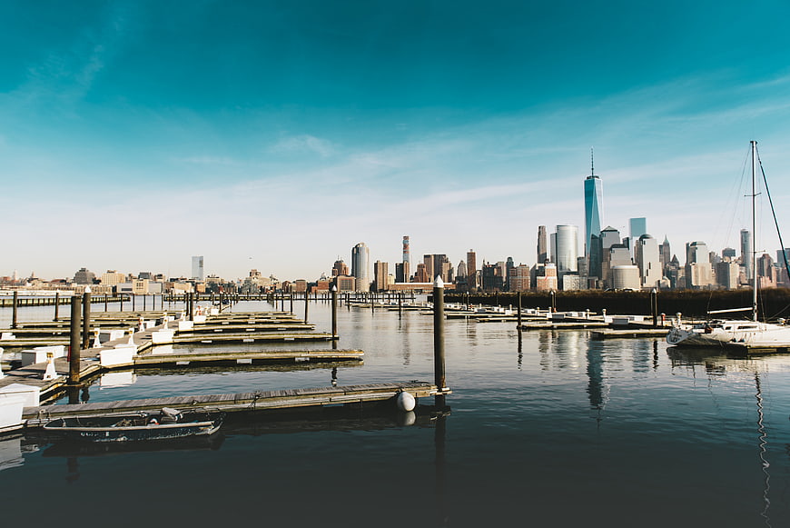 New York City Skyline View from Hoboken Marina