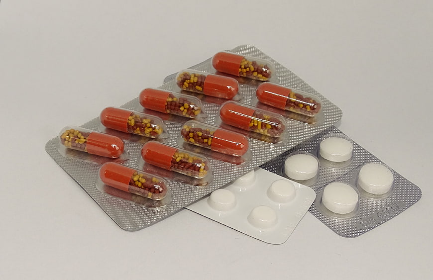 Assorted Medication Blister Packs With Capsules And Tablets