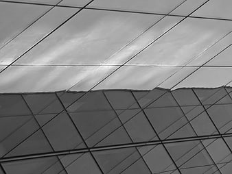 Abstract Black and White Geometric Glass Building Facade