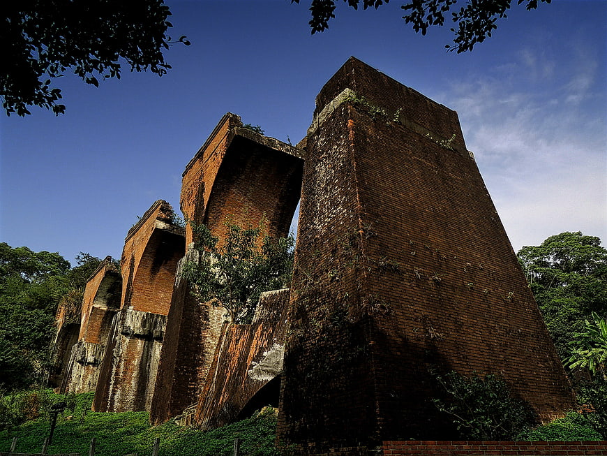 Low Angle View of Historic Brick Bridge Ruins