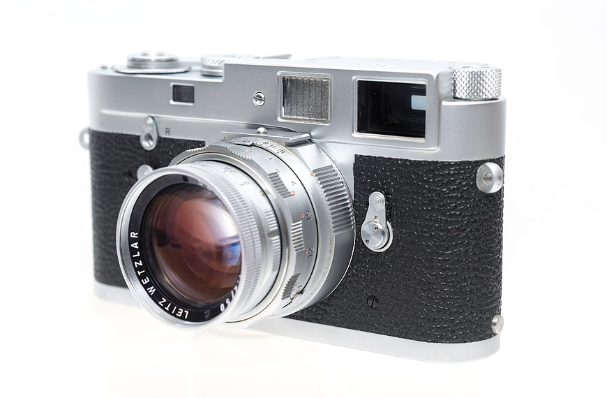 Vintage Leica M2 Rangefinder Camera on White Background
