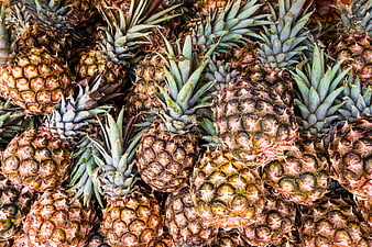 Top View of Fresh Pineapples Piled Together