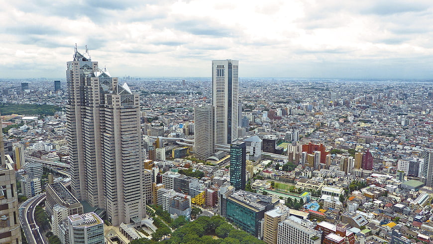 Aerial View of Tokyo Cityscape with Skyscrapers