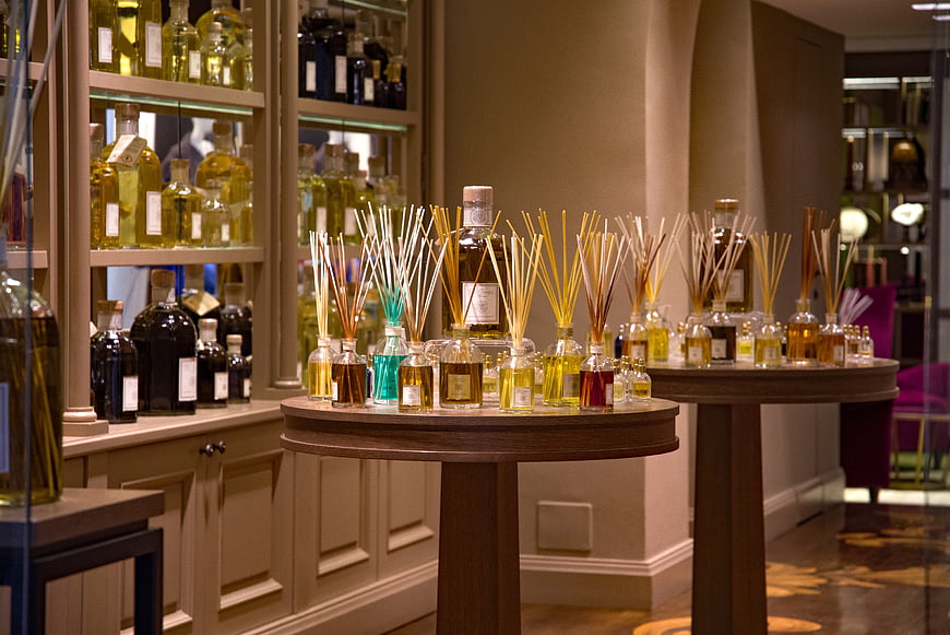Luxury Home Fragrance Display in High-End Boutique Store