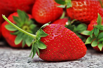 Fresh Red Strawberries Close-Up on Rustic Surface
