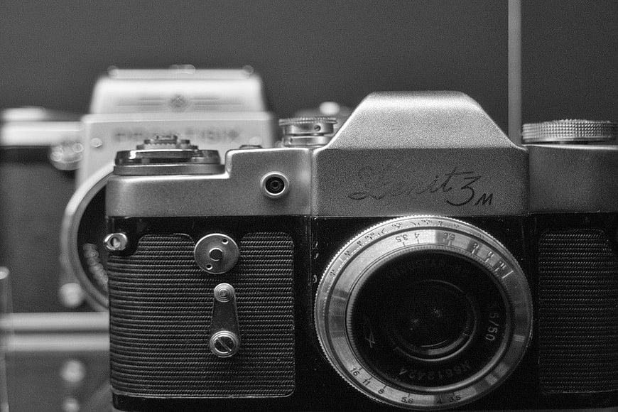 Vintage Zenit 3M SLR Camera Close-Up