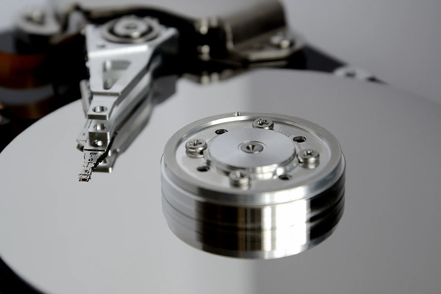 Close-up of Hard Drive Platter and Read-Write Head