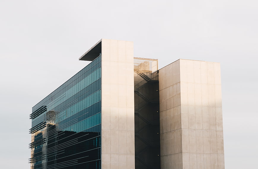 Modern Concrete and Glass Office Building Architecture