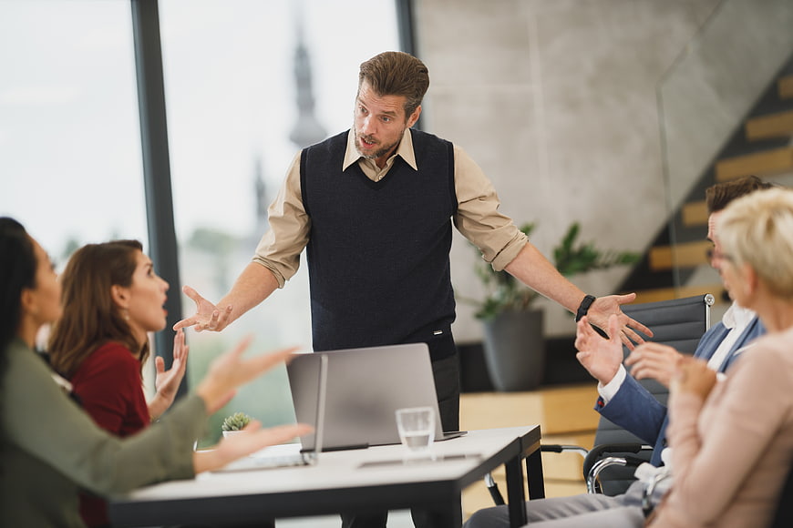 Business team meeting discussion in modern office