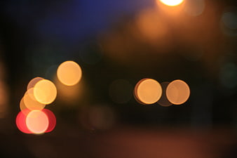 Abstract Bokeh Lights at Night with Warm and Cool Tones