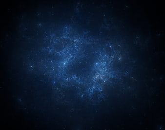 Deep Blue Cosmic Nebula and Star Cluster in Space