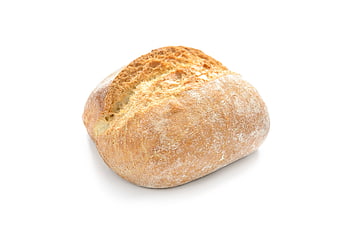 Fresh rustic sourdough bread loaf isolated on white background