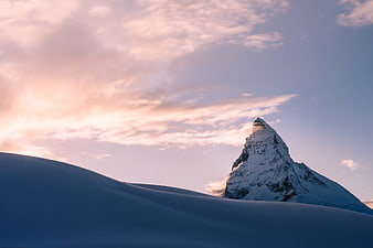 Matterhorn Mountain Peak at Sunset with Snowy Foreground