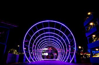 Neon Purple Tunnel Archway at Night