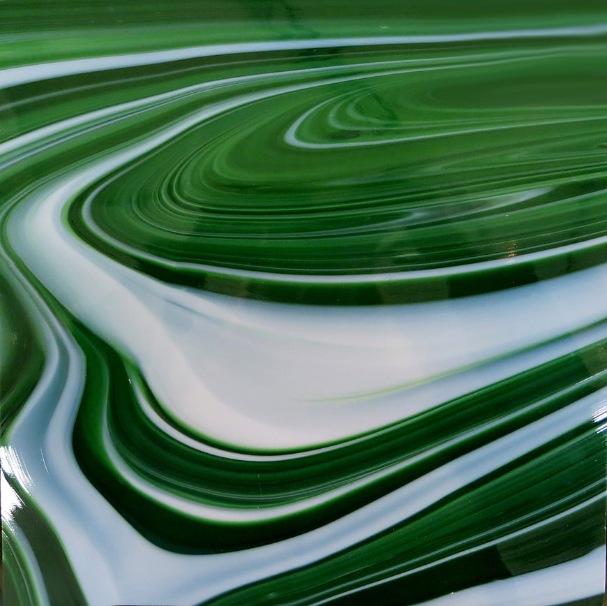 Abstract Green and White Swirled Glass Texture