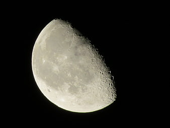Gibbous Moon Close-Up Against Black Night Sky