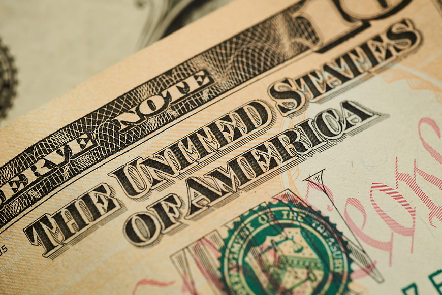 Close-up of United States Dollar Bill Text and Seal