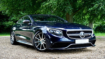 Dark Blue Mercedes-Benz S-Class Coupe on Gravel