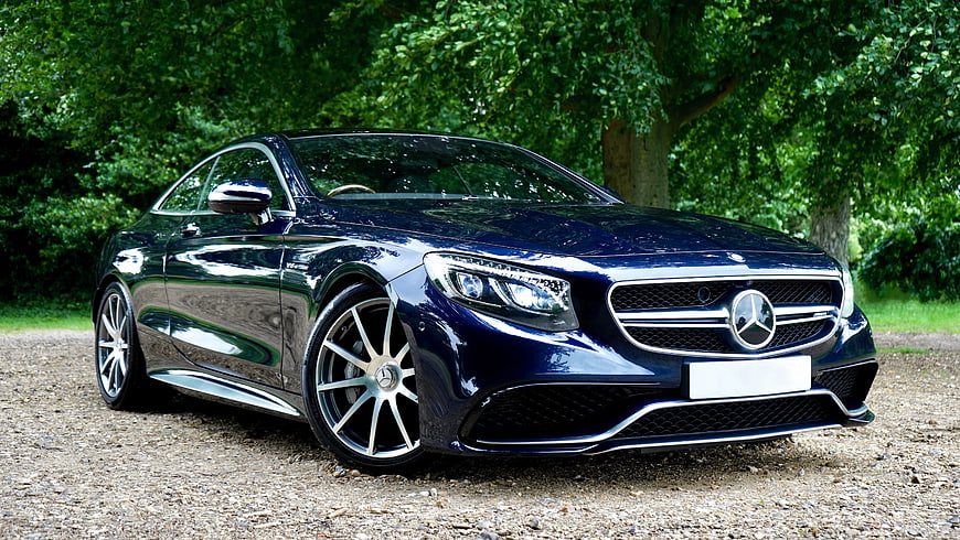 Dark Blue Mercedes-Benz S-Class Coupe on Gravel