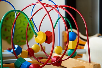 Colorful Wooden Bead Maze Toy With Metal Wire Loops