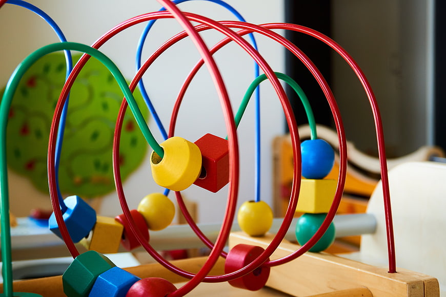 Colorful Wooden Bead Maze Toy With Metal Wire Loops