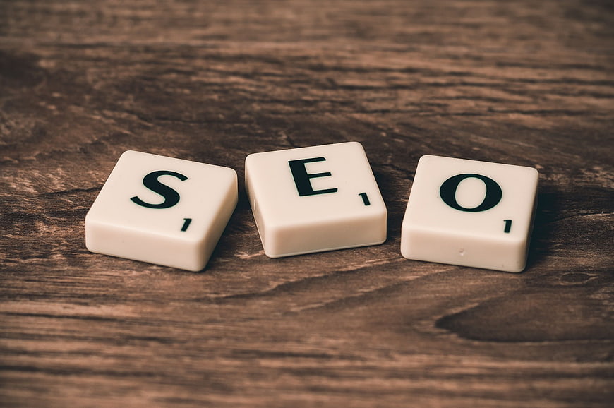 SEO Scrabble Tiles on Wooden Background