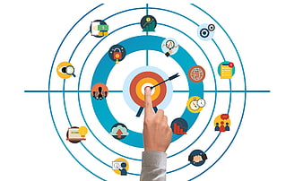 Business Strategy Target Concept With Digital Marketing Icons