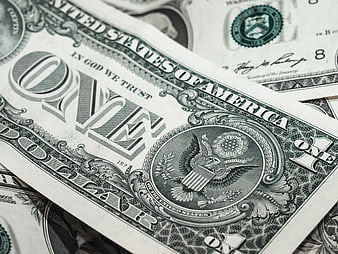 Close-up of US One Dollar Bills with Eagle Seal