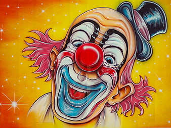 Vibrant graffiti art of a smiling clown face