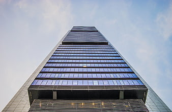 Worm's Eye View of Modern Glass Skyscraper