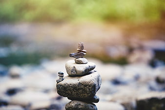Stacked stones balance meditation nature background