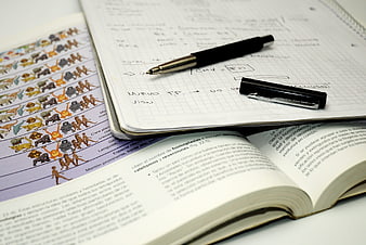 Biology textbook and handwritten notes on evolution