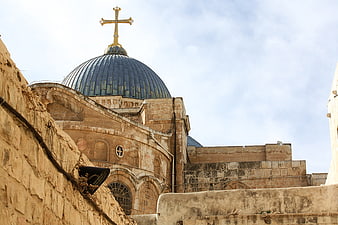 Basilica of the Holy Sepulchre Dome and Cross in Jerusalem