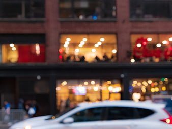 Blurred City Street Scene with Bokeh Lights