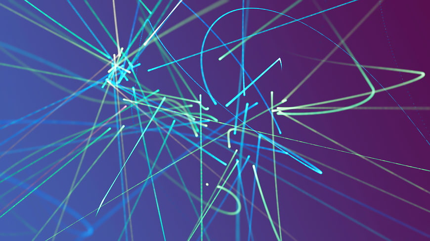 Abstract Neon Laser Lines on Purple Gradient Background