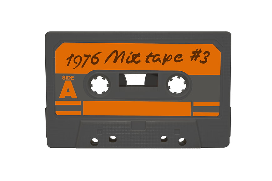 Vintage 1976 Mixtape Cassette Tape Illustration