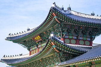 Traditional Korean Palace Roof Architecture Detail