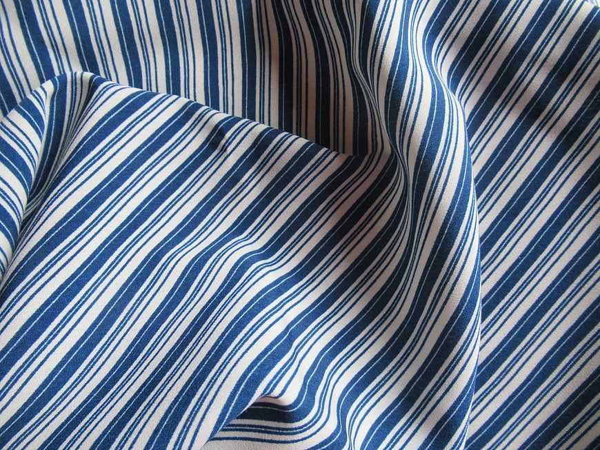 Close-up of Blue and White Striped Fabric Texture
