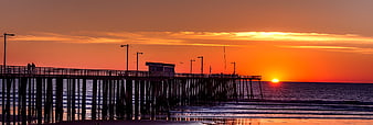 Pismo Beach Pier Silhouette at Vibrant Orange Sunset