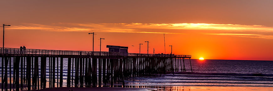 Pismo Beach Pier Silhouette at Vibrant Orange Sunset
