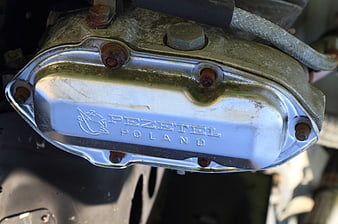Close-up of vintage Pezetel Poland aircraft engine part
