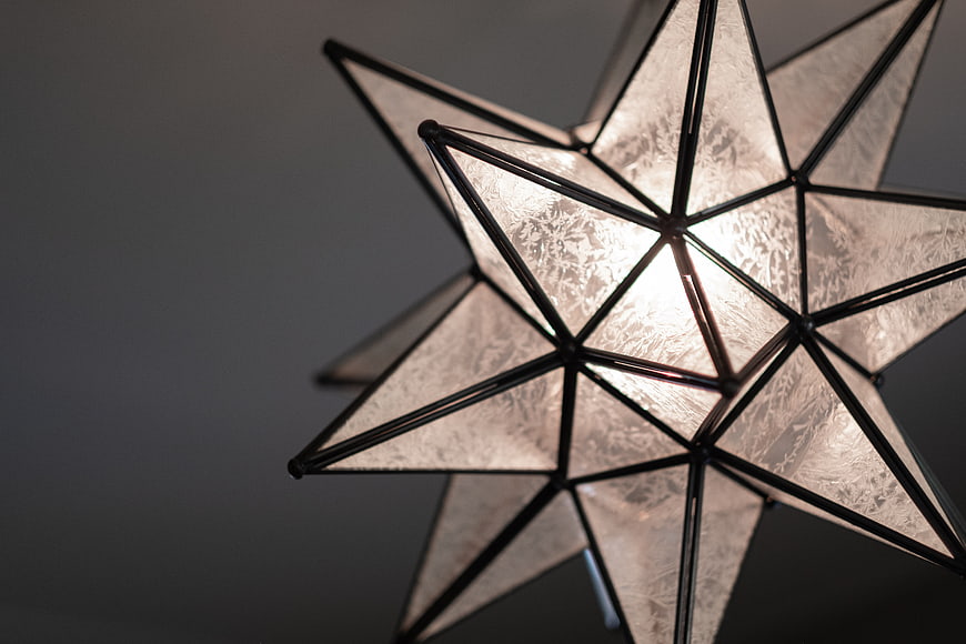 Geometric Star Lantern with Frosted Glass Panels