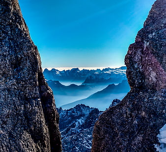 Dramatic Mountain Peak View Through Rocky Gap