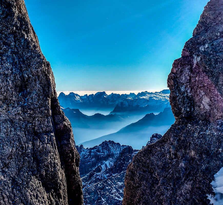 Dramatic Mountain Peak View Through Rocky Gap