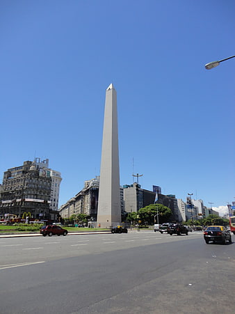 Obelisco de Buenos Aires on Avenida 9 de Julio under clear blue sky