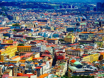 Aerial View of Colorful Naples Cityscape in Italy